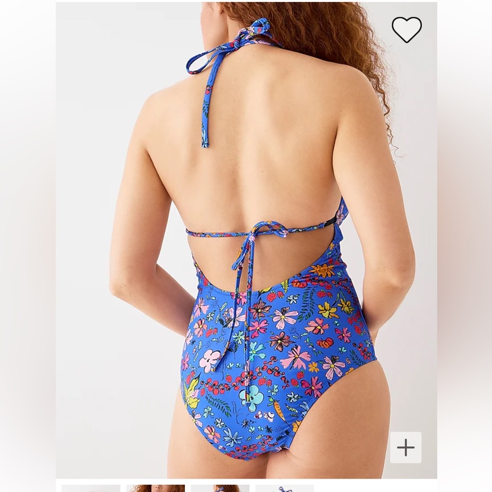 NEW J.Crew X Dauphinette Plunge One-Piece Floral Swimsuit 16 Long - Picture 4 of 5
